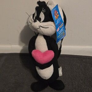 Looney Tunes Sugar Loaf Penelope Pussycat Plush Toy Small Black White Pink Heart